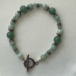 Jade and Sterling silver beaded bracelet